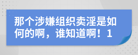 那个涉嫌组织卖淫是如何的啊，谁知道啊！1