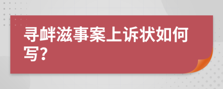 寻衅滋事案上诉状如何写？