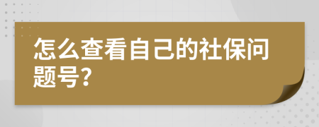 怎么查看自己的社保问题号？