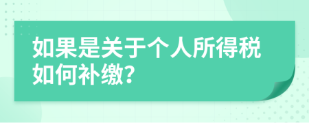 如果是关于个人所得税如何补缴？