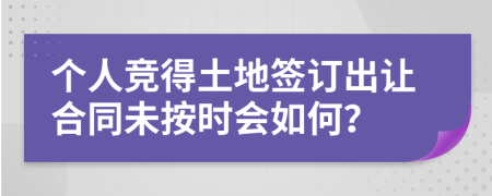 个人竞得土地签订出让合同未按时会如何？