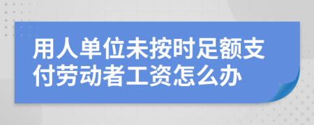 用人单位未按时足额支付劳动者工资怎么办