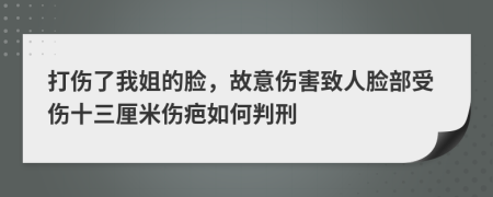 打伤了我姐的脸，故意伤害致人脸部受伤十三厘米伤疤如何判刑