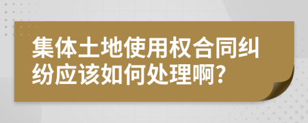 集体土地使用权合同纠纷应该如何处理啊?