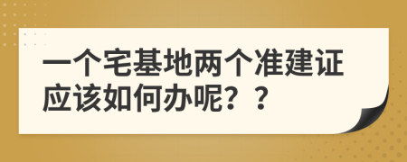 一个宅基地两个准建证应该如何办呢？？