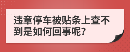 违章停车被贴条上查不到是如何回事呢？