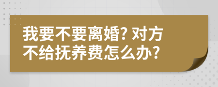 我要不要离婚? 对方不给抚养费怎么办?