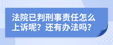 法院已判刑事责任怎么上诉呢？还有办法吗？