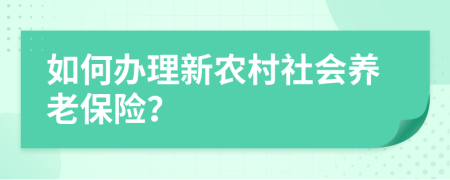 如何办理新农村社会养老保险？