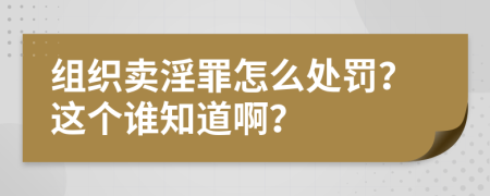 组织卖淫罪怎么处罚？这个谁知道啊？