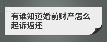 有谁知道婚前财产怎么起诉返还