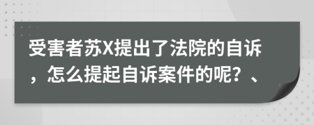 受害者苏X提出了法院的自诉，怎么提起自诉案件的呢？、