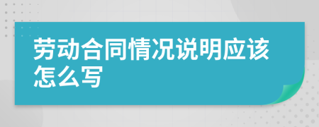 劳动合同情况说明应该怎么写