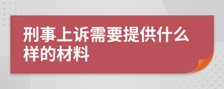 刑事上诉需要提供什么样的材料