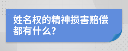 姓名权的精神损害赔偿都有什么？