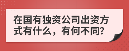 在国有独资公司出资方式有什么，有何不同？