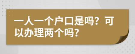 一人一个户口是吗？可以办理两个吗？