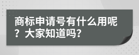商标申请号有什么用呢？大家知道吗？