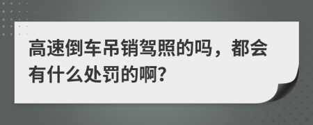 高速倒车吊销驾照的吗，都会有什么处罚的啊？