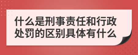 什么是刑事责任和行政处罚的区别具体有什么