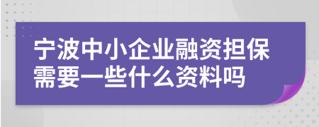 宁波中小企业融资担保需要一些什么资料吗