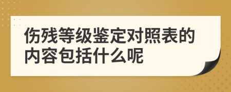 伤残等级鉴定对照表的内容包括什么呢