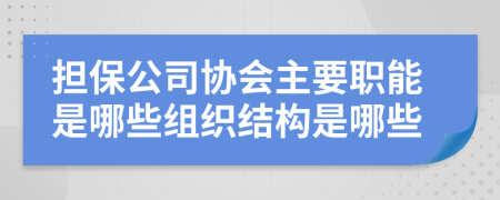 担保公司协会主要职能是哪些组织结构是哪些