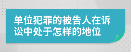 单位犯罪的被告人在诉讼中处于怎样的地位