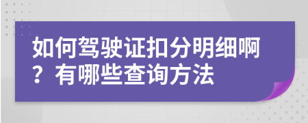 如何驾驶证扣分明细啊？有哪些查询方法