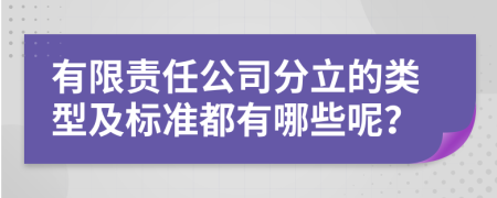 有限责任公司分立的类型及标准都有哪些呢？