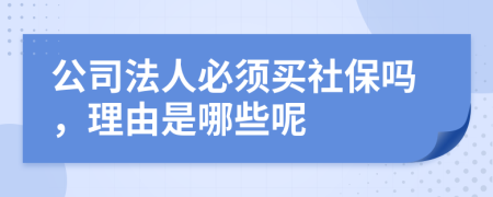 公司法人必须买社保吗，理由是哪些呢