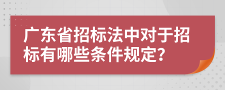 广东省招标法中对于招标有哪些条件规定？