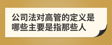 公司法对高管的定义是哪些主要是指那些人