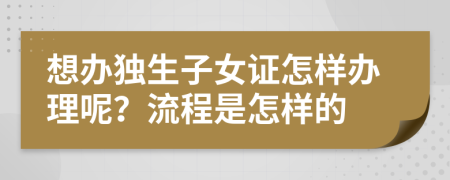 想办独生子女证怎样办理呢？流程是怎样的