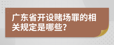 广东省开设赌场罪的相关规定是哪些？