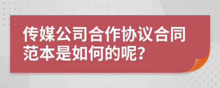 传媒公司合作协议合同范本是如何的呢？