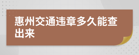 惠州交通违章多久能查出来