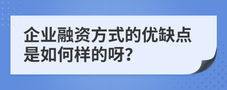 企业融资方式的优缺点是如何样的呀？