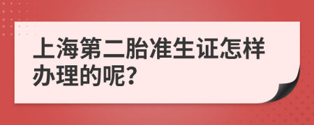 上海第二胎准生证怎样办理的呢？