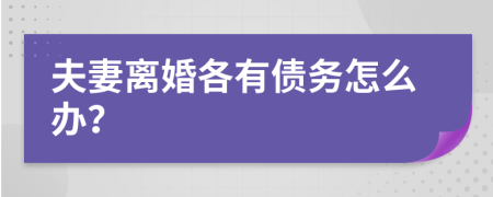 夫妻离婚各有债务怎么办？