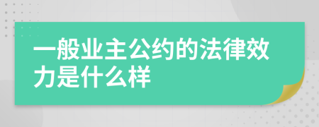 一般业主公约的法律效力是什么样