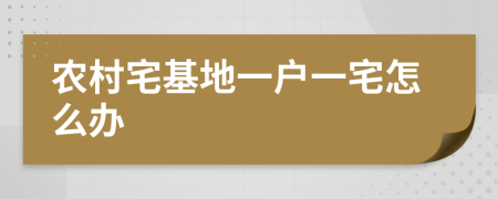 农村宅基地一户一宅怎么办
