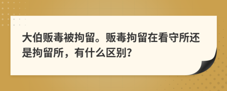 大伯贩毒被拘留。贩毒拘留在看守所还是拘留所，有什么区别？