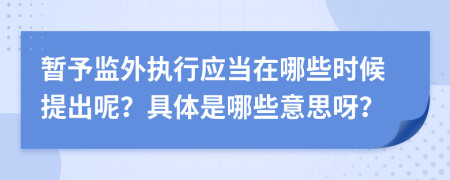 暂予监外执行应当在哪些时候提出呢？具体是哪些意思呀？