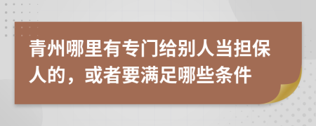 青州哪里有专门给别人当担保人的，或者要满足哪些条件