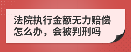 法院执行金额无力赔偿怎么办，会被判刑吗