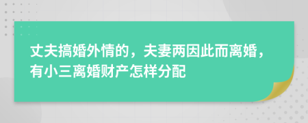 丈夫搞婚外情的，夫妻两因此而离婚，有小三离婚财产怎样分配