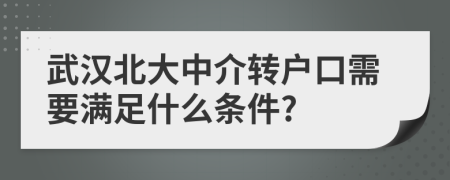 武汉北大中介转户口需要满足什么条件?