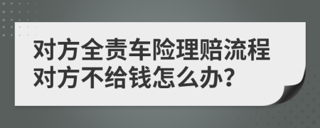 对方全责车险理赔流程对方不给钱怎么办？