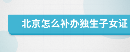 北京怎么补办独生子女证